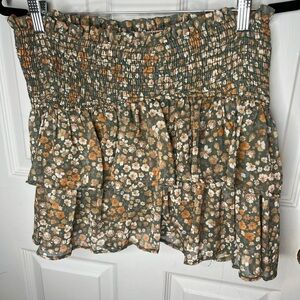 Altar'd State Floral Mini Skort in Green and Orange
